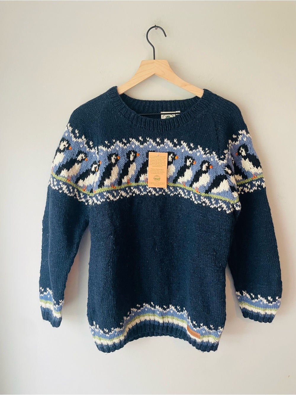 Pachamama Knitted Puffin Navy Sweater